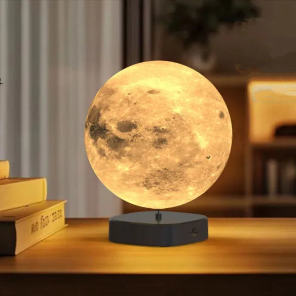 Creative 3D Floating Rotating Moon Lamp USB Rechargeable LED Warm Light Romantic Bedroom