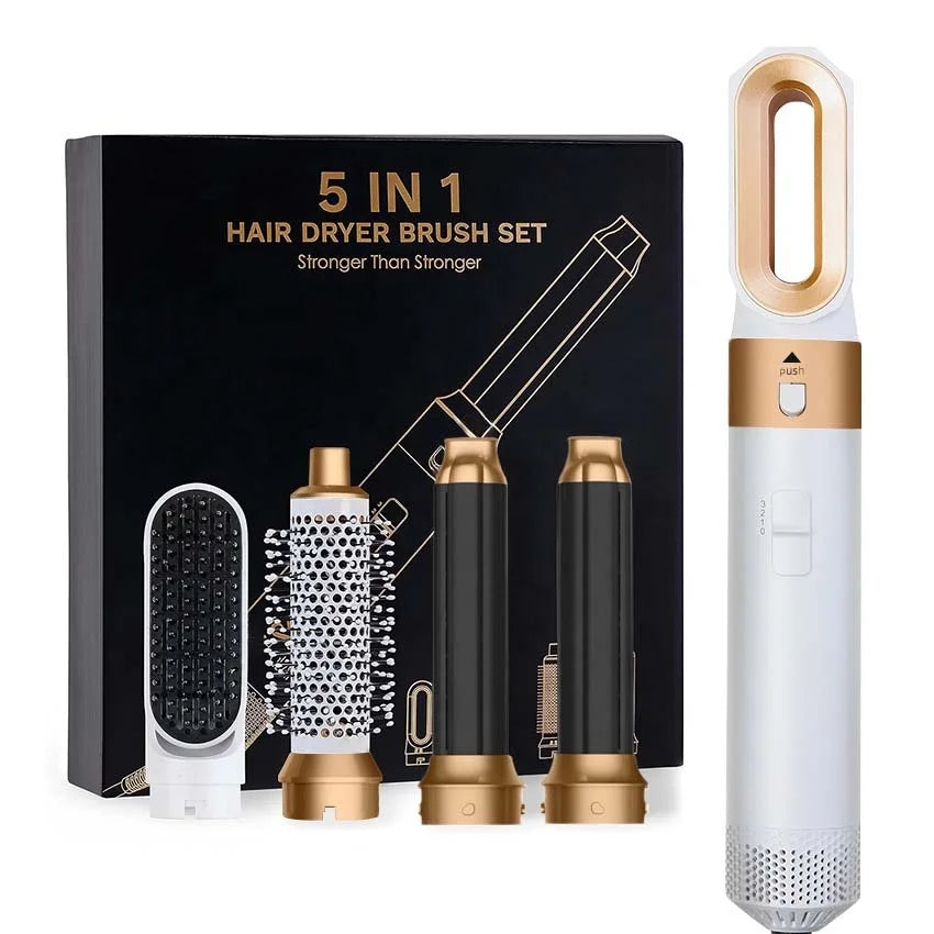 New 5 in 1 Hair Styler Hot Air Brush One Step Blow Drying Curler Straightener Hair Dryer
