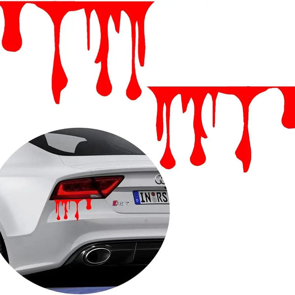 Custom Red Flowing Blood Bloody Horror Funny Decal Sticker Car Vinyl Stickers (Pack of 3)