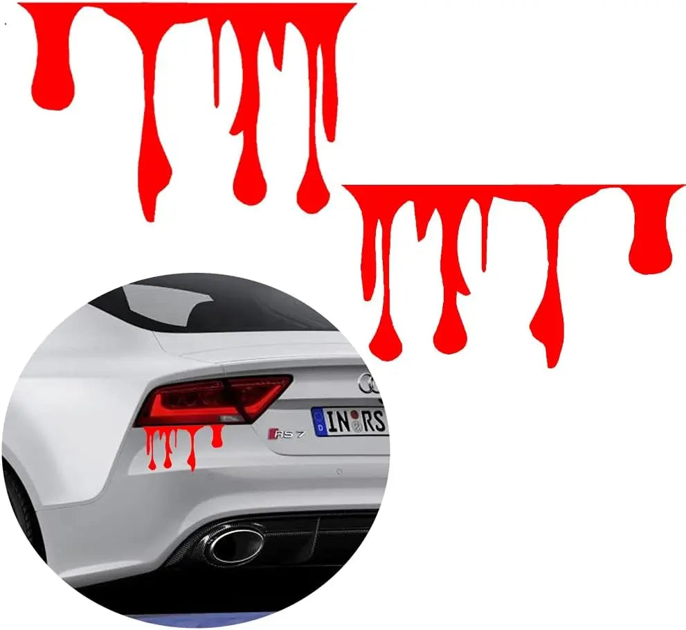 Custom Red Flowing Blood Bloody Horror Funny Decal Sticker Car Vinyl Stickers (Pack of 3)