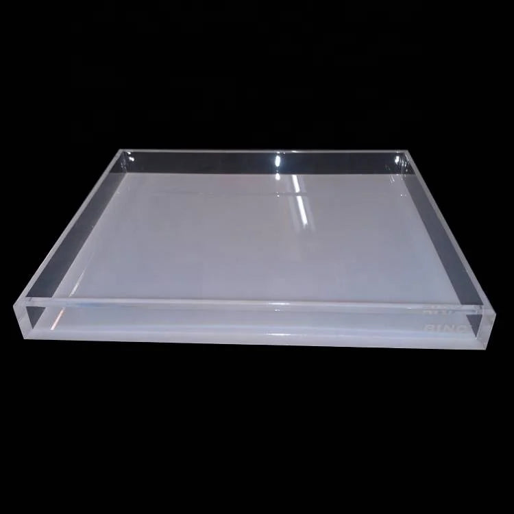 Fashion Customize Table Top Clear Acrylic Jewelry Makeup Organizer Service Tray Printing
