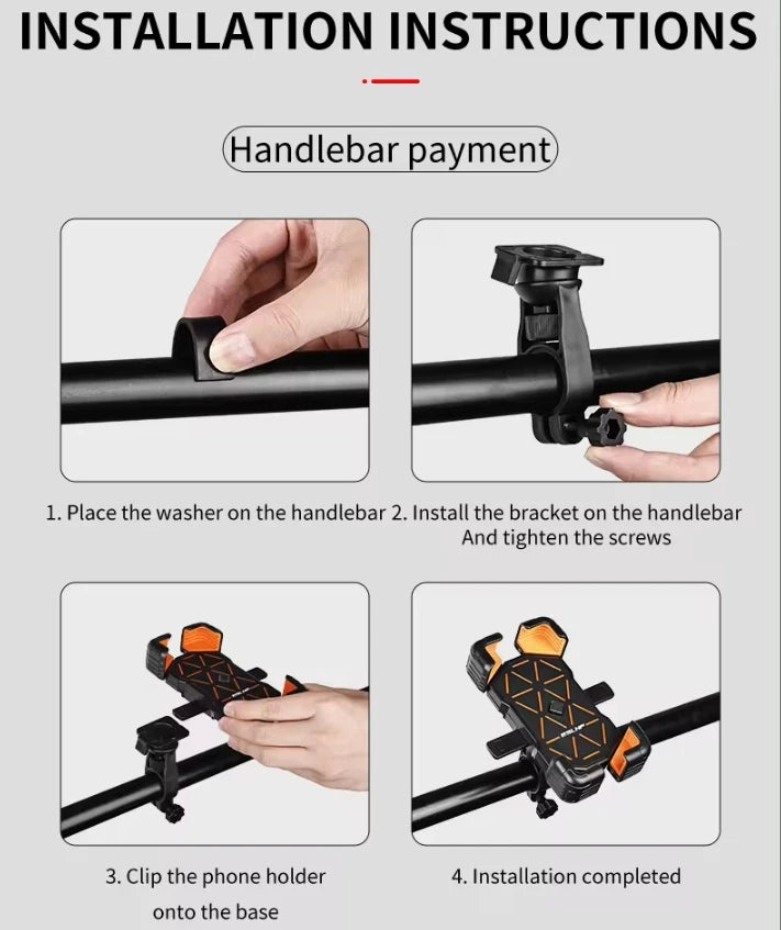 Universal Bike Phone Holder Mount Bicycle Motorcycles Phone Holder for 4.5-7.2 Inch