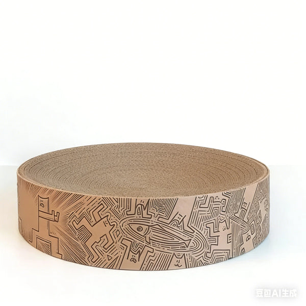 Canned Festival Style Cat Scratcher Bed Eco-Friendly Natural Color Corrugated Cardboard