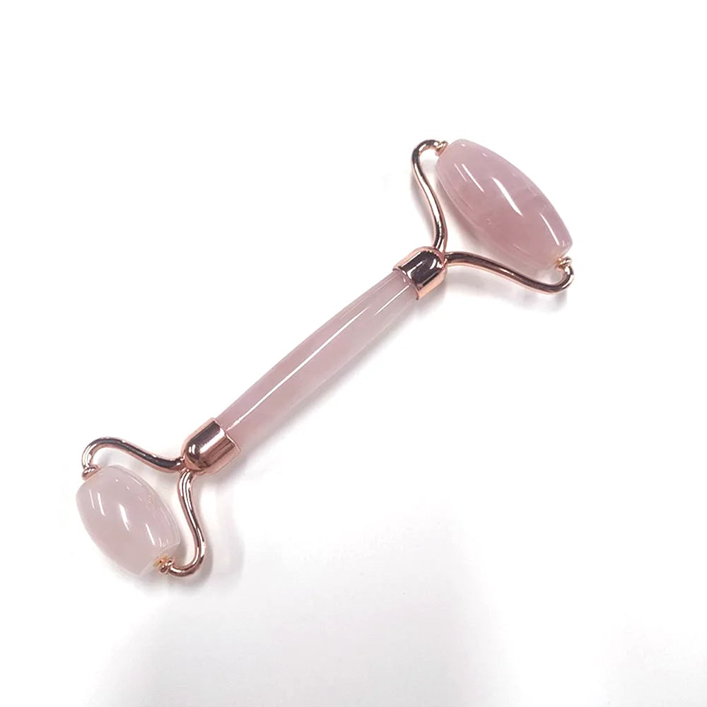 Rose Quartz Pink Jade Roller Gua Sha Back Application Set Face Neck Massager Infrared