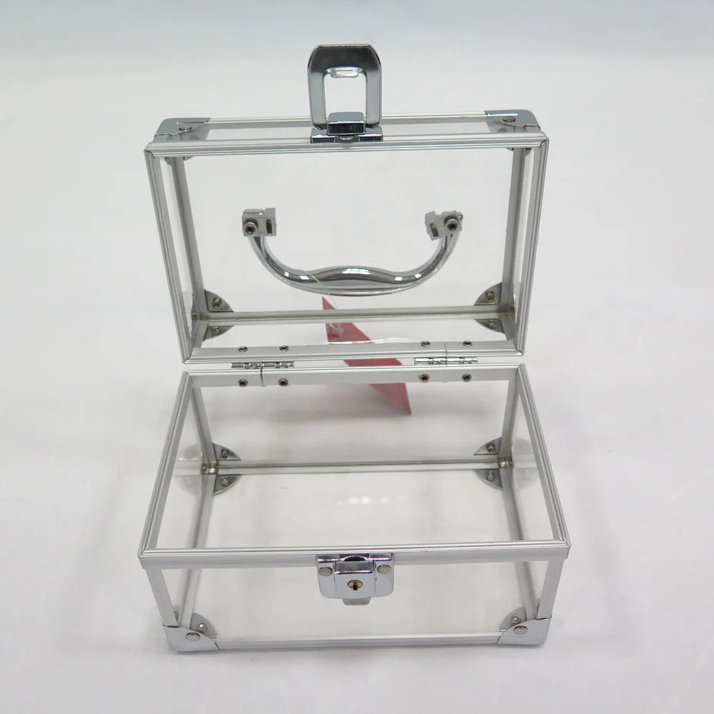 Fashionable Red Transparent Acrylic Cosmetic Organizer Waterproof Case with Open Closure