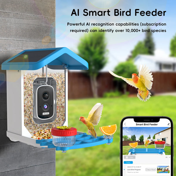 Smart Solar Bird Feeder With 5MP Night Vision Cam Auto Bird Video Recording APP Monitor