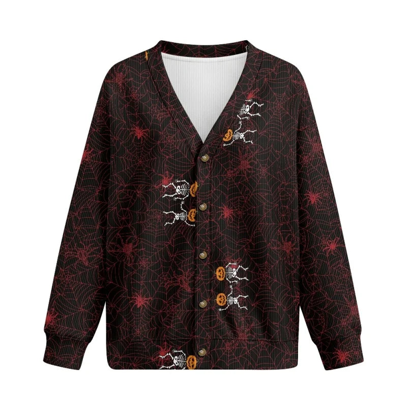 Women'S Breathable Thin Polyester Knit Cardigan Personalized Autumn Halloween Skeleton
