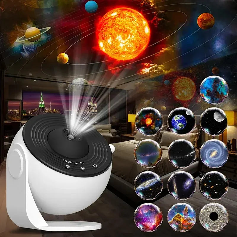 Star Galaxy Projector Night Light 13 1 Display Effect 360 Rotate Battery Warm White