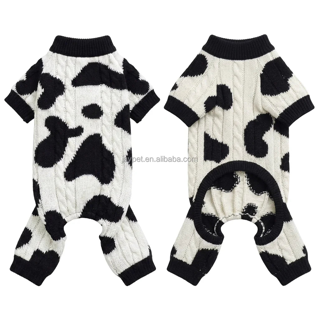 Military Cotton Dot Pattern Knitted Dog Sweater Four Leg Jacquard Warm Winter Puppy