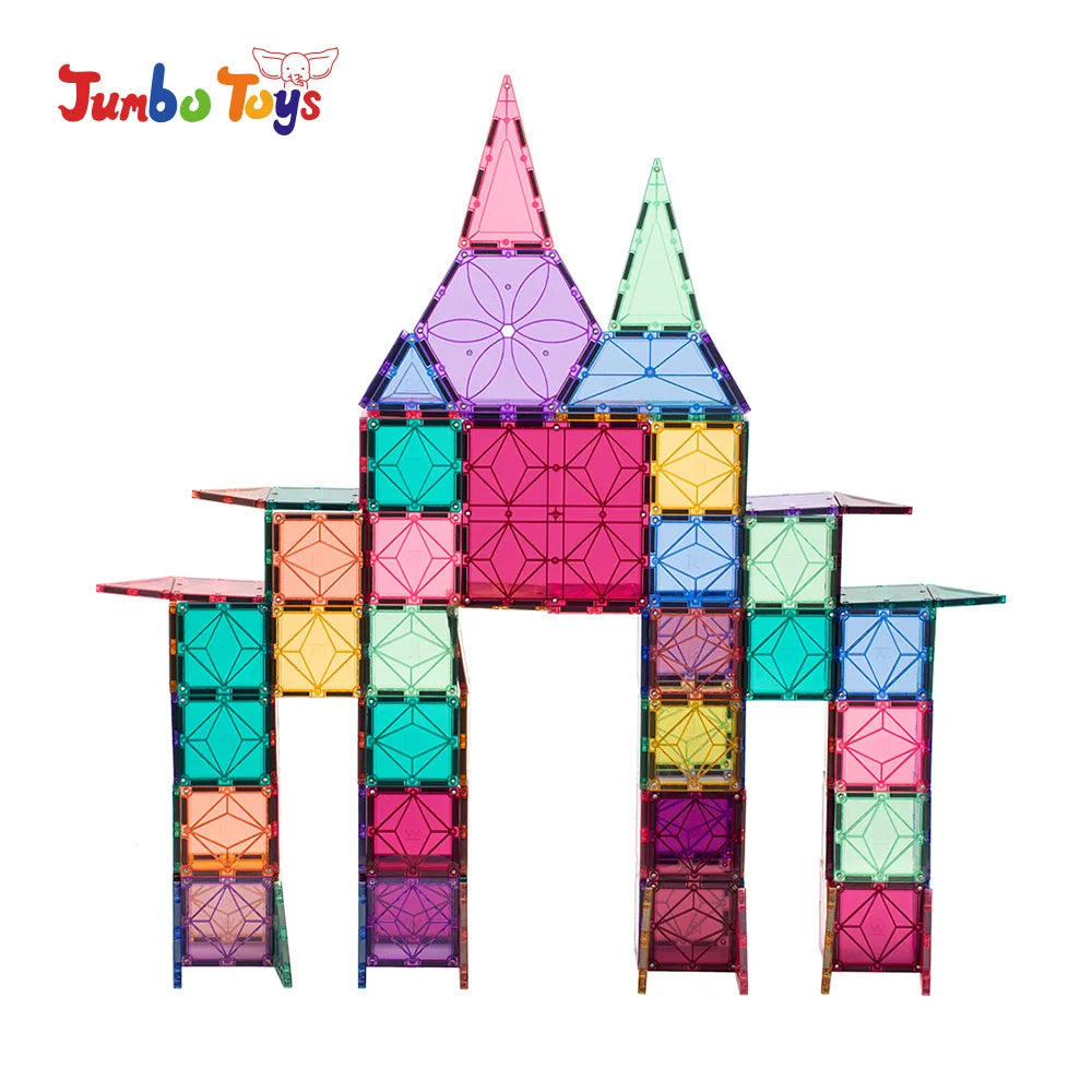 Color Magnetic Tiles Building Blocks Set Kids Educational Construction Toy for Preschool