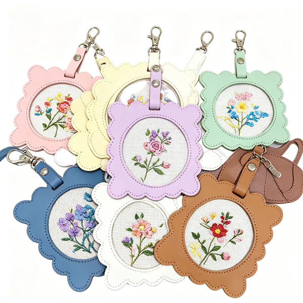 Creative Multi-Color Scalloped PU Leather Needlepoint Frame Self Finishing Ornament DIY