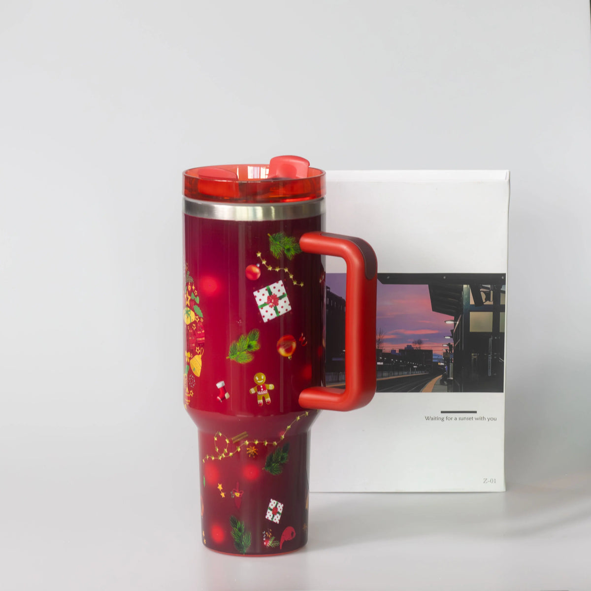 Christmas Gift 40Oz Insulated Stainless Steel Travel Tumbler with Handle And For Straw