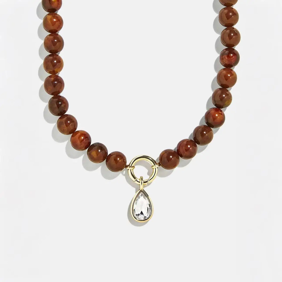 Stainless Steel O Shape Necklaces Trendy 18K Gold Plated Multi Color Round Beaded Water