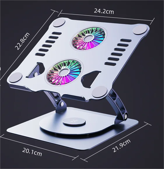 Aluminium 360 Rotatable Laptop Stand Adjustable Tablet Rotate Stand with Cooling Fans