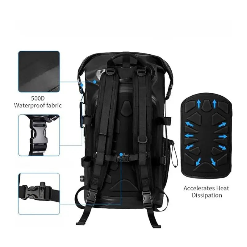 30L Waterproof PVC Dry Bag Backpack Roll-Top Floating Design for Casual Kayaking Rafting
