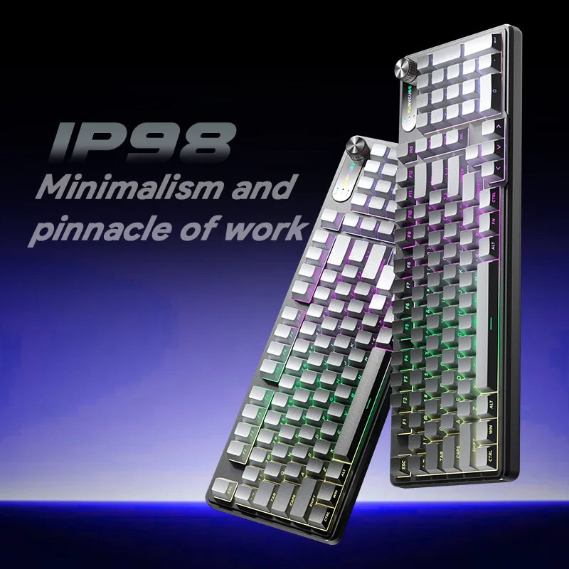 98 Keys Detachable Wired/Wireless Membrane Mechanical Feel Keyboard RGB with PBT Side-Lit