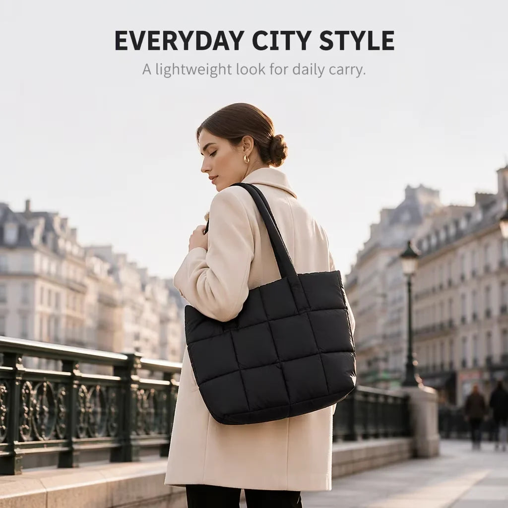 Custom Quilted Puffer Tote Bag Lightweight Nylon Puffer Carryall Bag for Women Girl