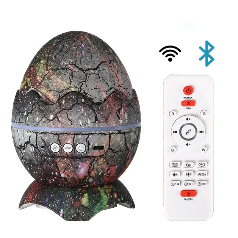 Starry Star Dinosaur Egg Projector Night Light BT Music Speaker Ocean Wave Kids Adults