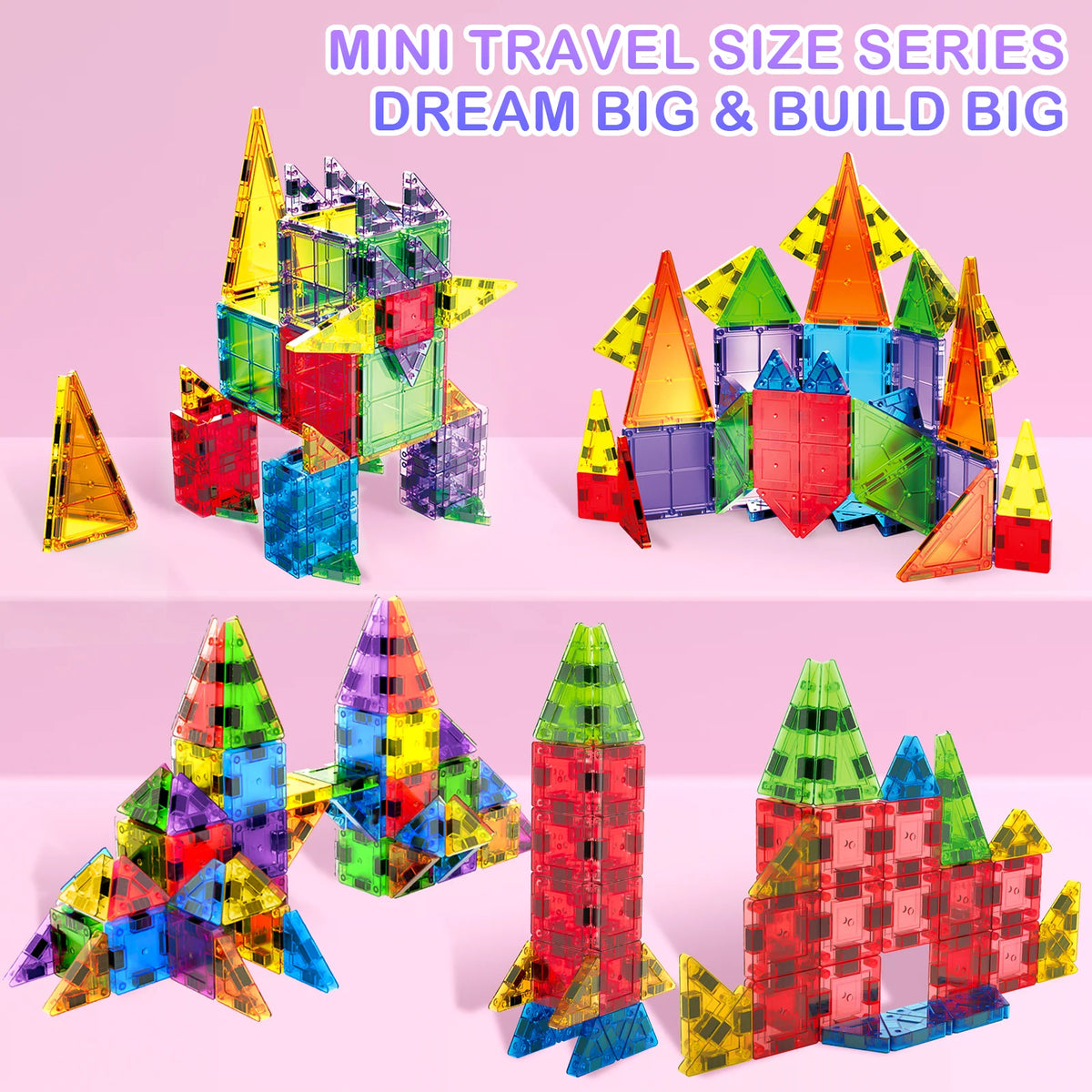 Magnetic Building Tiles Blocks STEM Montessori Educational DIY Construction Toys ABS