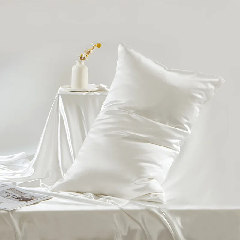 Double-Sided Satin Weave 100% Mulberry Silk Zippered Pillowcase 19 Momme for Bed Pillows