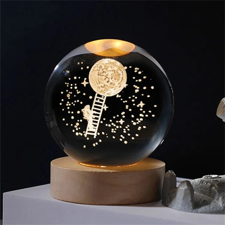 Projector 3D Night Lights Crystal Ball Music Box Customized Heart Rotate Animation Figure