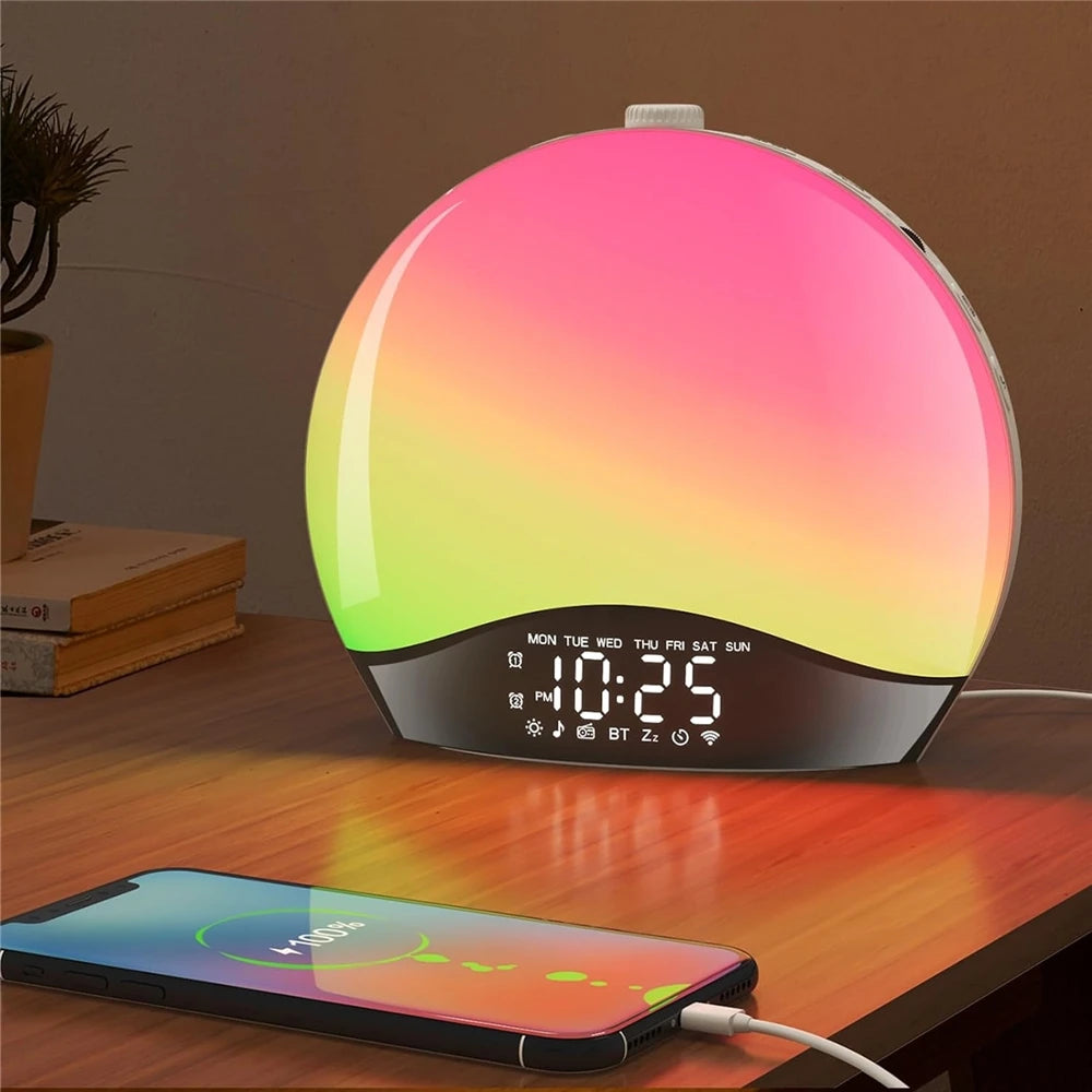 Smart Wake Up Light Sunrise Alarm Clock for Kids Adults Bedroom With Sunrise Simulation