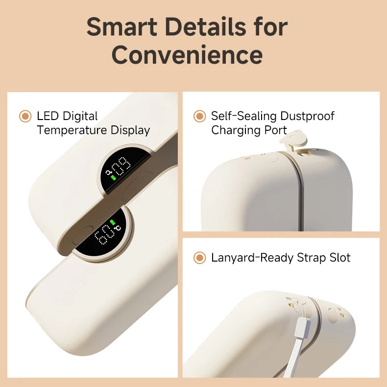 Magnetic Hand Warmer 2 in 1 6000mAh USB Rechargeable Portable Hand Warmer Digital Display