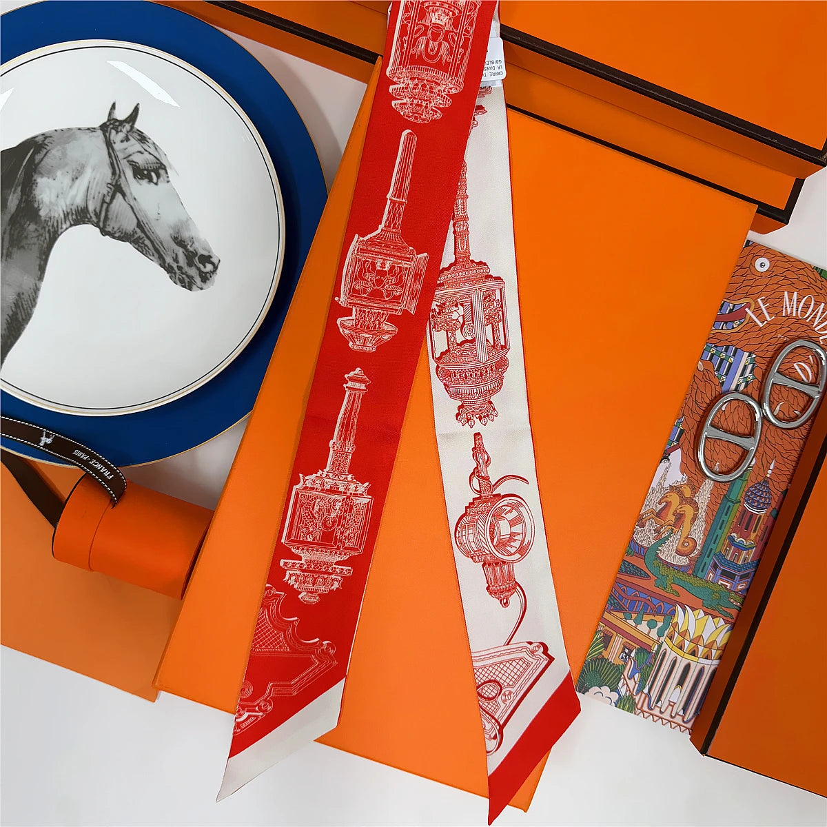 5*86 Cm Neck 100% Silk Scarf Custom Printing Scarves Designer Head Bag Women Stylish