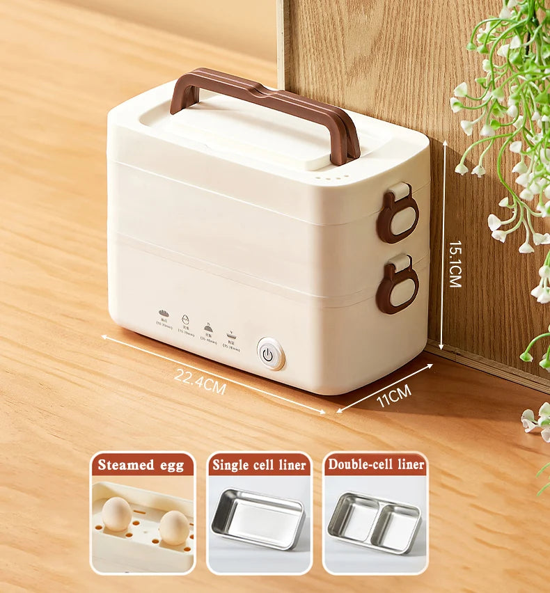 Electric Lunch Box 48W Low Power Back to School Stainless Steel Portable Electric Food