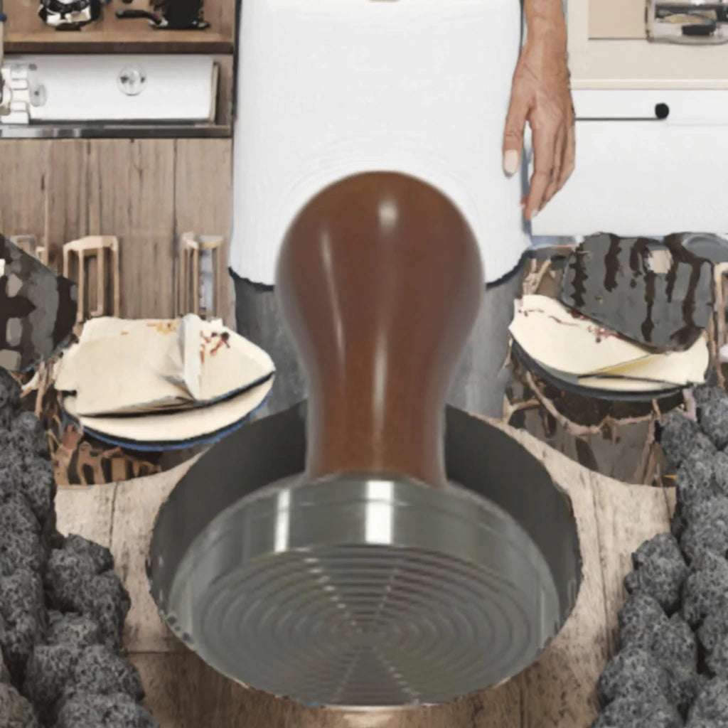 Handheld Espresso Coffee Distributor with Wood Handle Stainless Steel Tamper Barista Tool