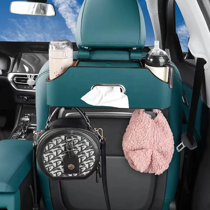 Luxury Car Back Seat Organizer Backseat Car Tissue Box Holder Cup Bottle Holder Auto Car