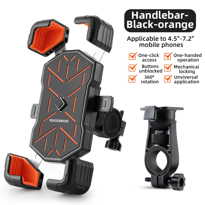 Bicycle Phone Holder Mount 360 Degree Adjustable Fit for 4.5-7.2 Inch Bike Handlebar Cell