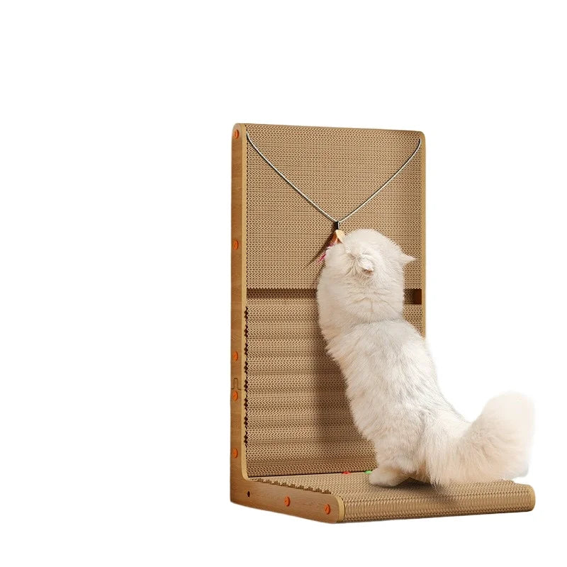 New Cat Scratching Board, Standing Corrugated Cardboard with Bell Ball, Durable Pet