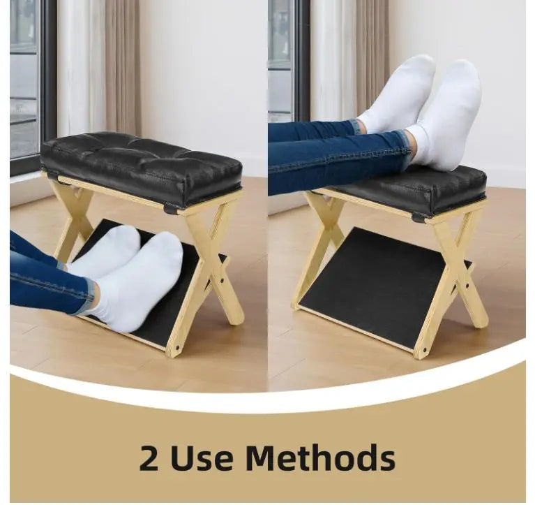 Custom Double Step Foot Rest for Under Desk At Work Wooden Footrest with Non-Slip EVA