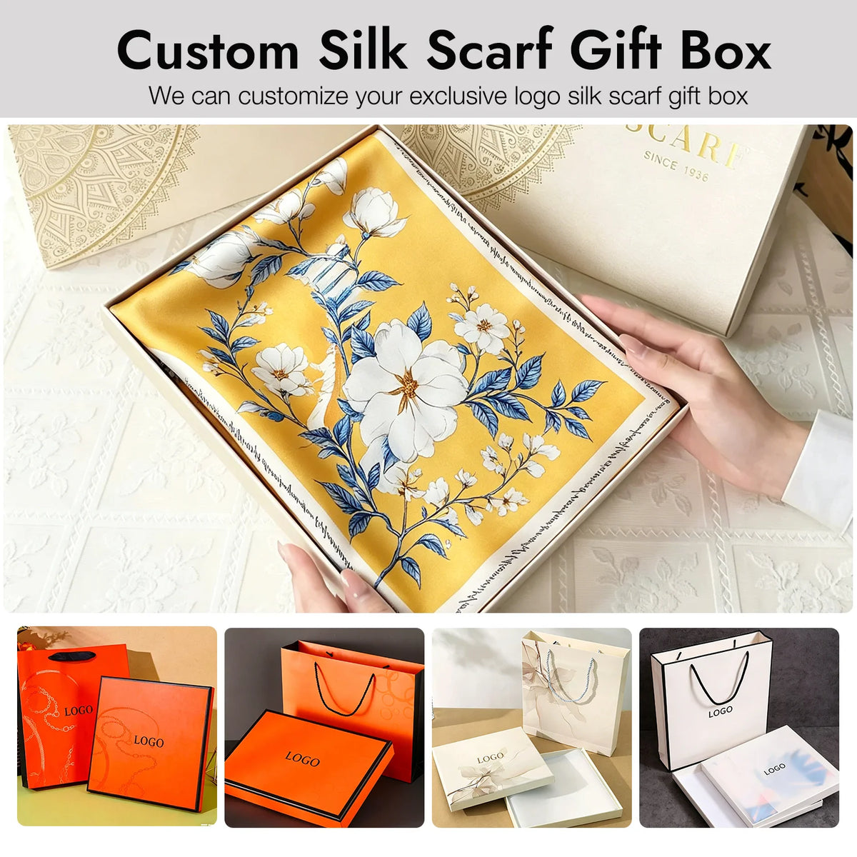 Luxury 100% Mulberry Silk Shawl for Women Custom Digital Print Vintage Floral Long Scarf