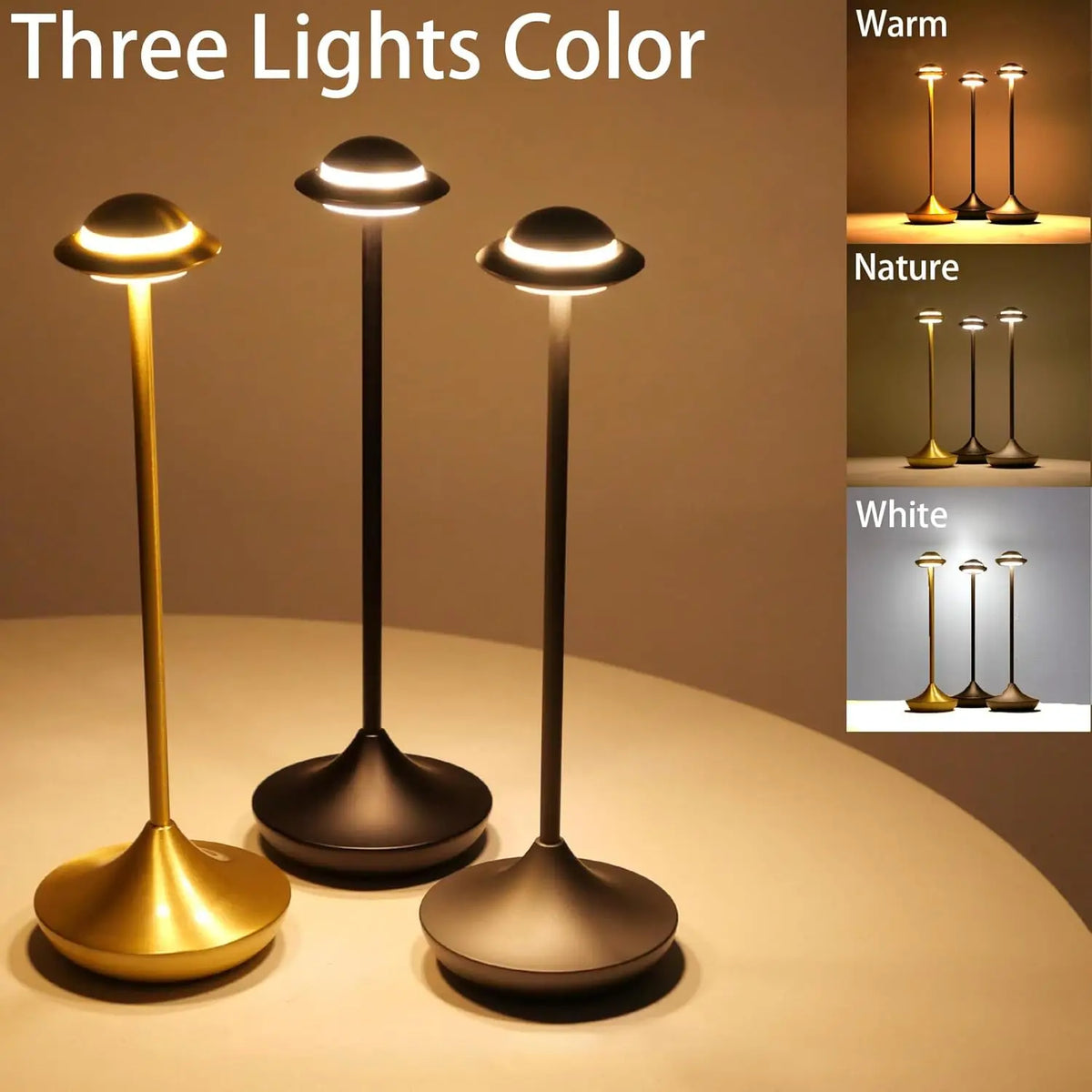 Portable Cordless Table Touch LED Rechargeable Battery Dimmable Warm White Light