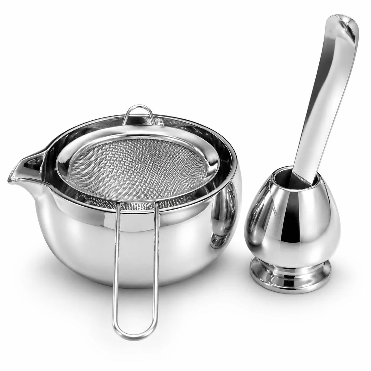 Silver Ceramic Matcha Bowl With Spout 4/5/6 Pcs Matcha Kit With Sifter Matcha Whisk