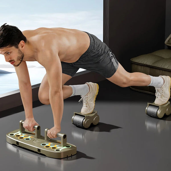 Multifunctional 4-Wheel Auto-Rebound Ab Roller, Unisex Fitness Equipment for Exercise