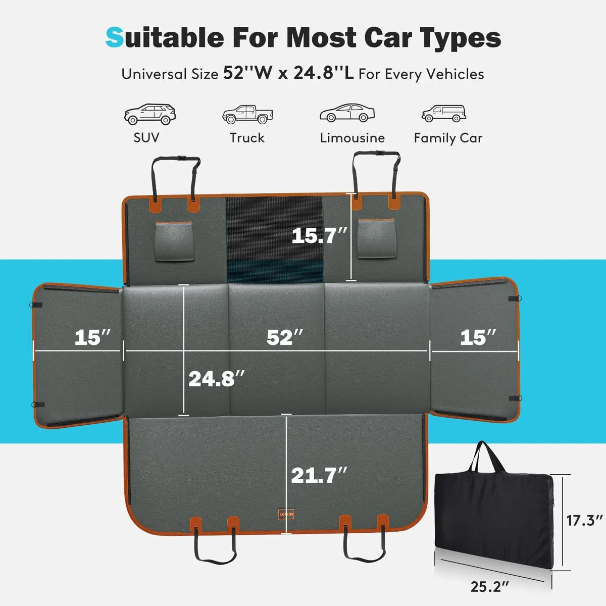 Direct-From- Pet Car Seat Mat Scratch-Resistant Waterproof Durable Fabric Dog Rear-Seat