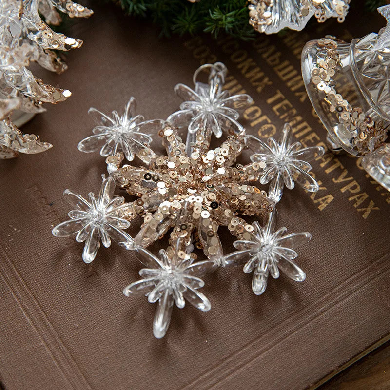 Christmas Ornaments Sequins Acrylic Transparent Snowflake Pendant Hanging Decor Christmas