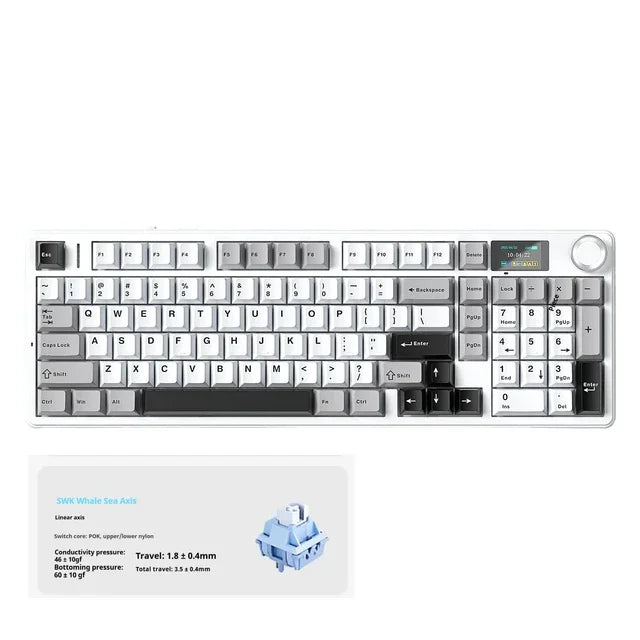 F99Max Wireless Mechanical Keyboard 3-Mode BT 2.4G 101 Keys Hot-Swap PBT Keycaps RGB