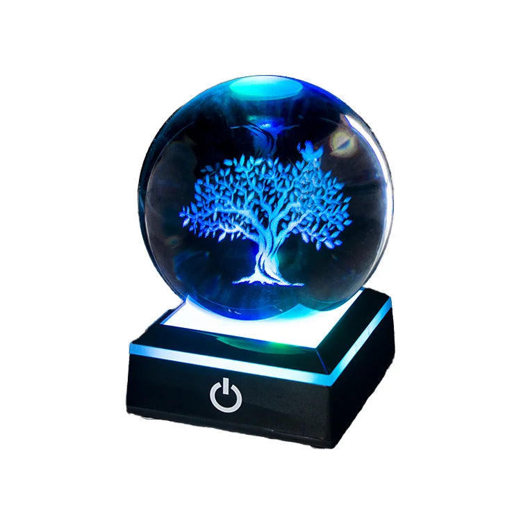 Galaxy Magic Small Table Crystal Ball Night Light Custom 3D Laser Engraving UV Printing