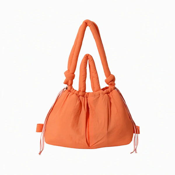 Waterproof Nylon Tote Bag Padded Handles Pillow Shape Foldable Shoulder Carry Handbag