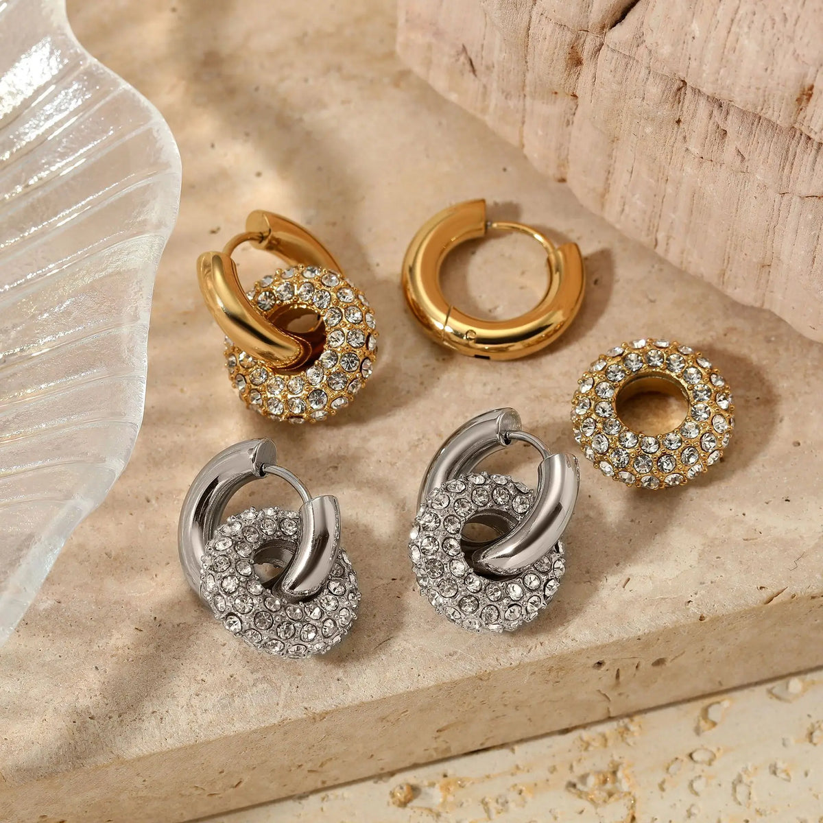 Shescity Stainless Steel Drop Earrings Trendy Light Luxury Designer Elegant Huggie