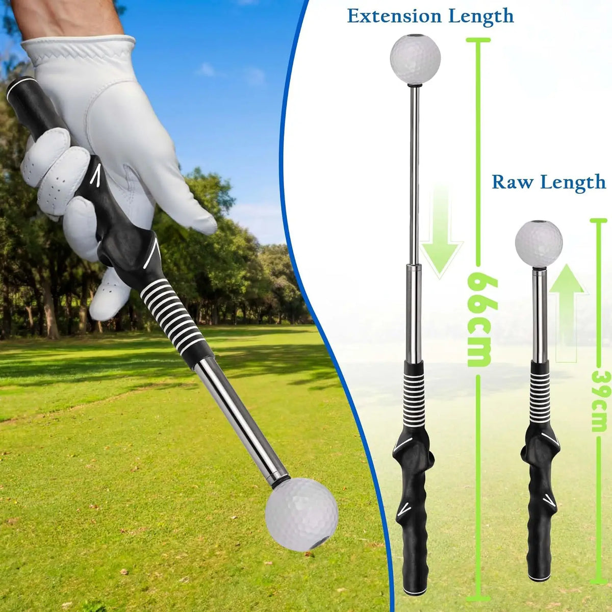 Indoor Golf Swing Trainer Stainless Steel TPE Construction Rubber Grip Shaft Swing