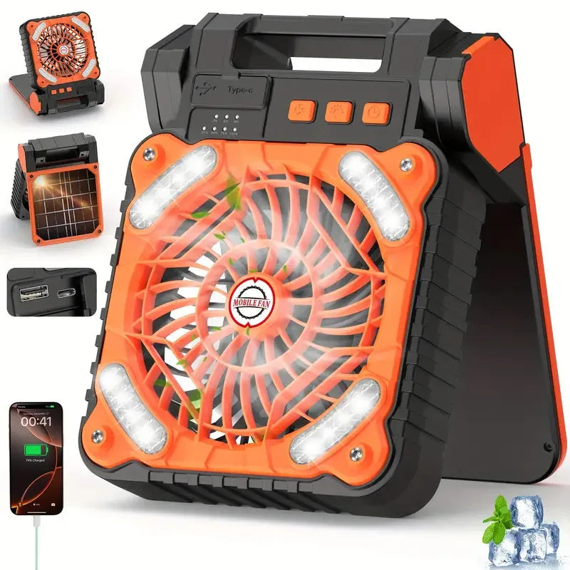 Outdoor Camping Fan Electric Long Battery Life Rechargeable Oscillating Silent 20000mAh