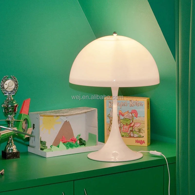 Modern Creative Mushroom-Shaped White Metal Led Table Lamp Bedside Table Lamp Living Room