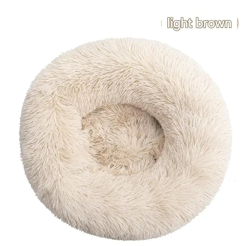 Luxury Fluffy Cushion Plush Soft Donut Dog Bed Accessories Washable Calming Sofa Camas