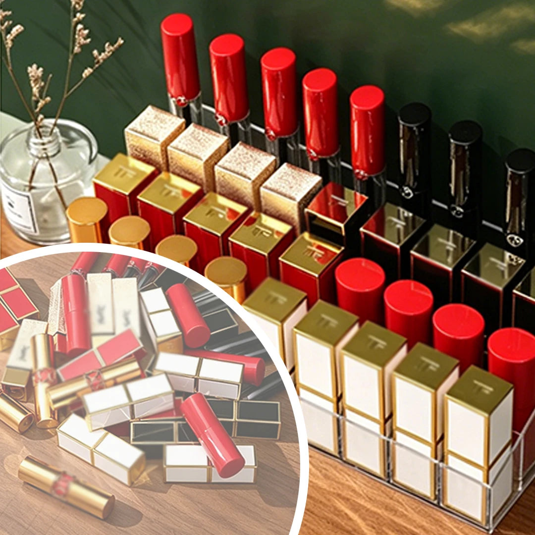 Clear Acrylic 2-Layer Lipstick Storage Box-Sustainable Portable Rectangular Organizer