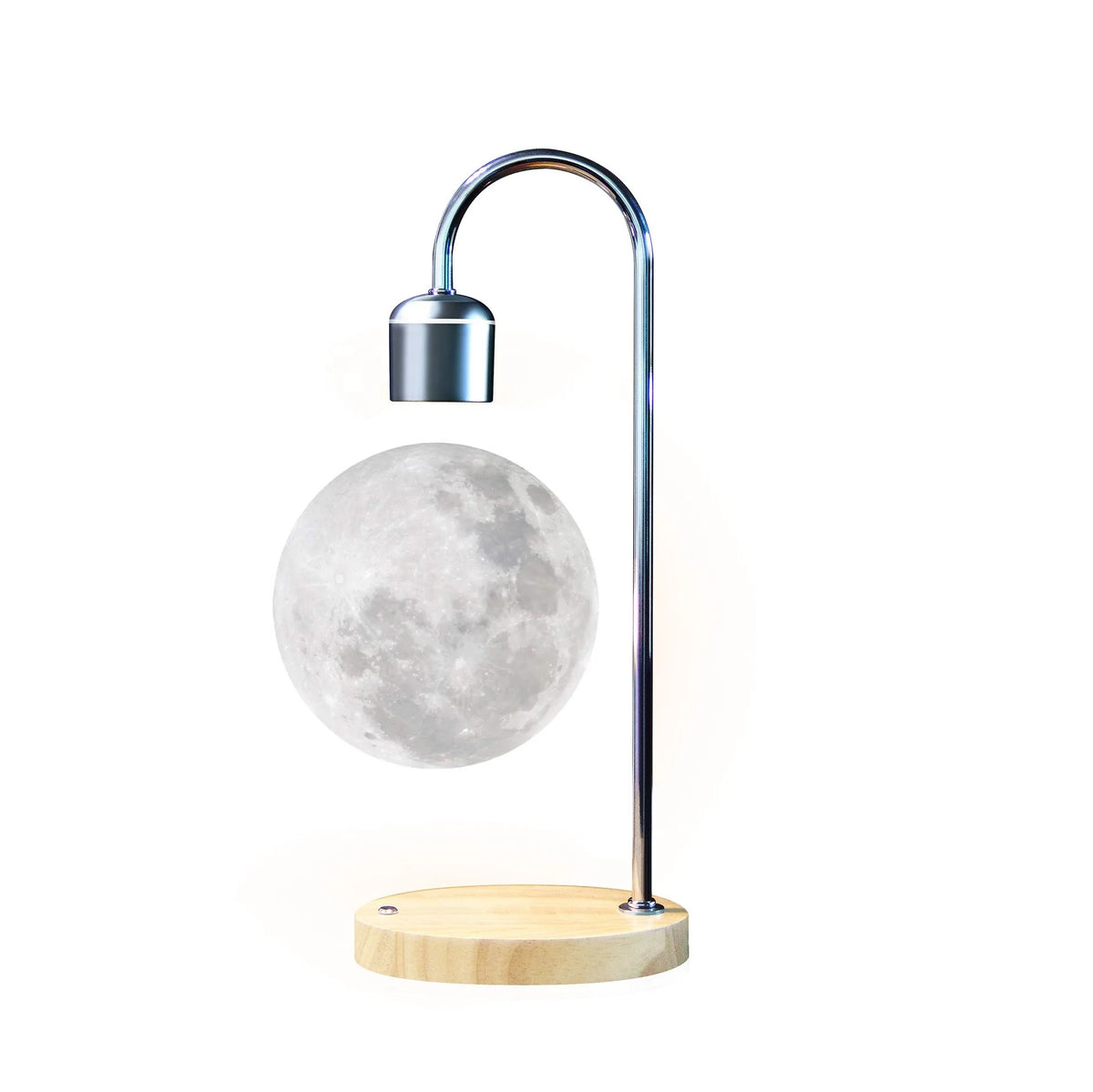 Table Lamp Magnetic Levitating 3D Moon Lamp with Wireless Charger Faux Wood Base for Kids
